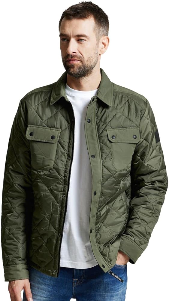 Xhup Street One Meshkujsh – Ngjyrë Olive | Quilted Lightweight Jacket
