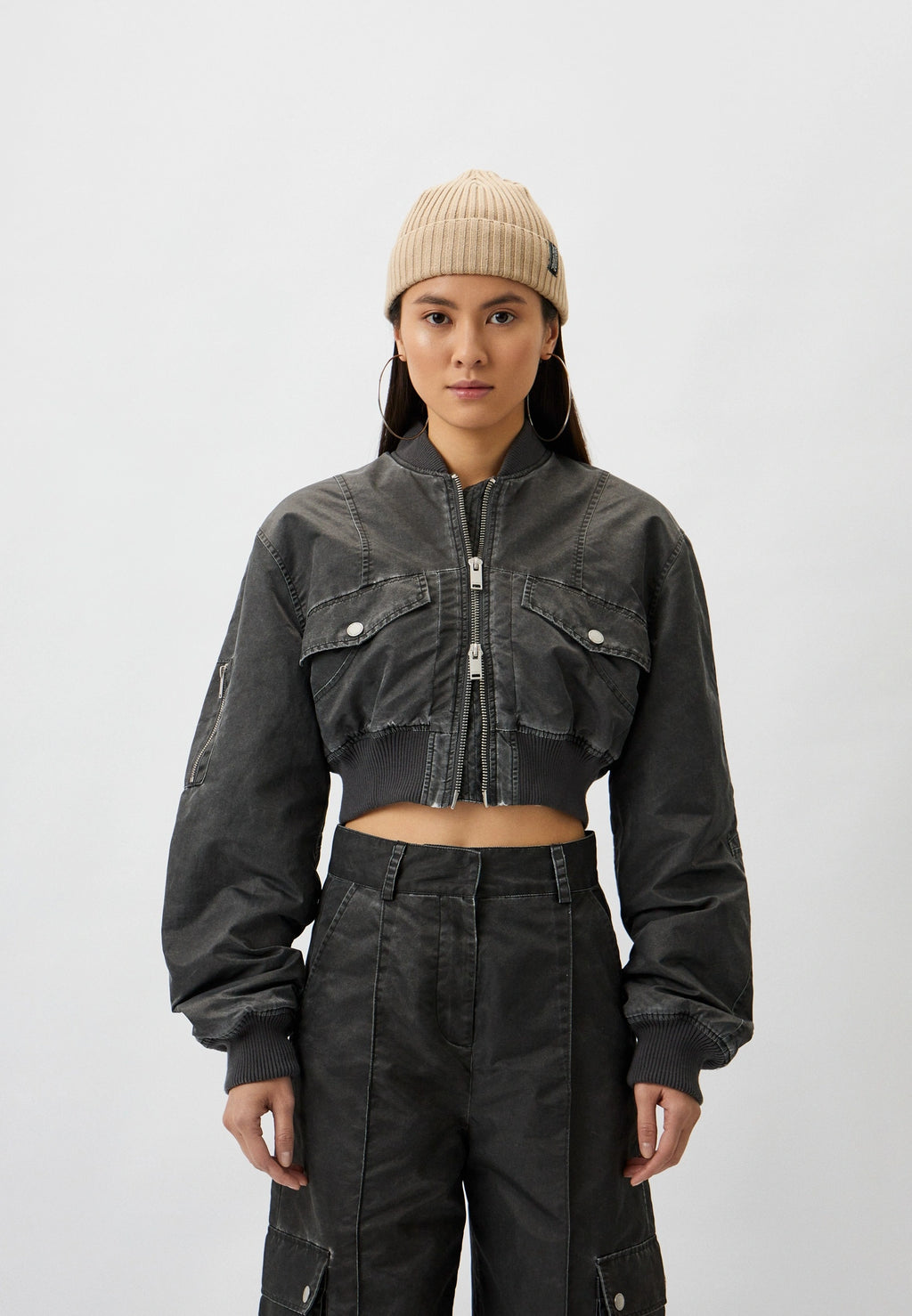 Han Kjøbenhavn Cropped Padded Bomber Jacket – Dark Grey