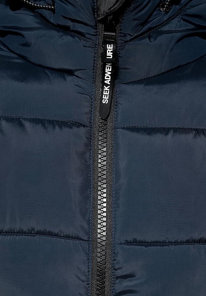 Xhup Street One Dimëror për Meshkuj – Color Block Puffer Jacket (Navy & Dark Blue)