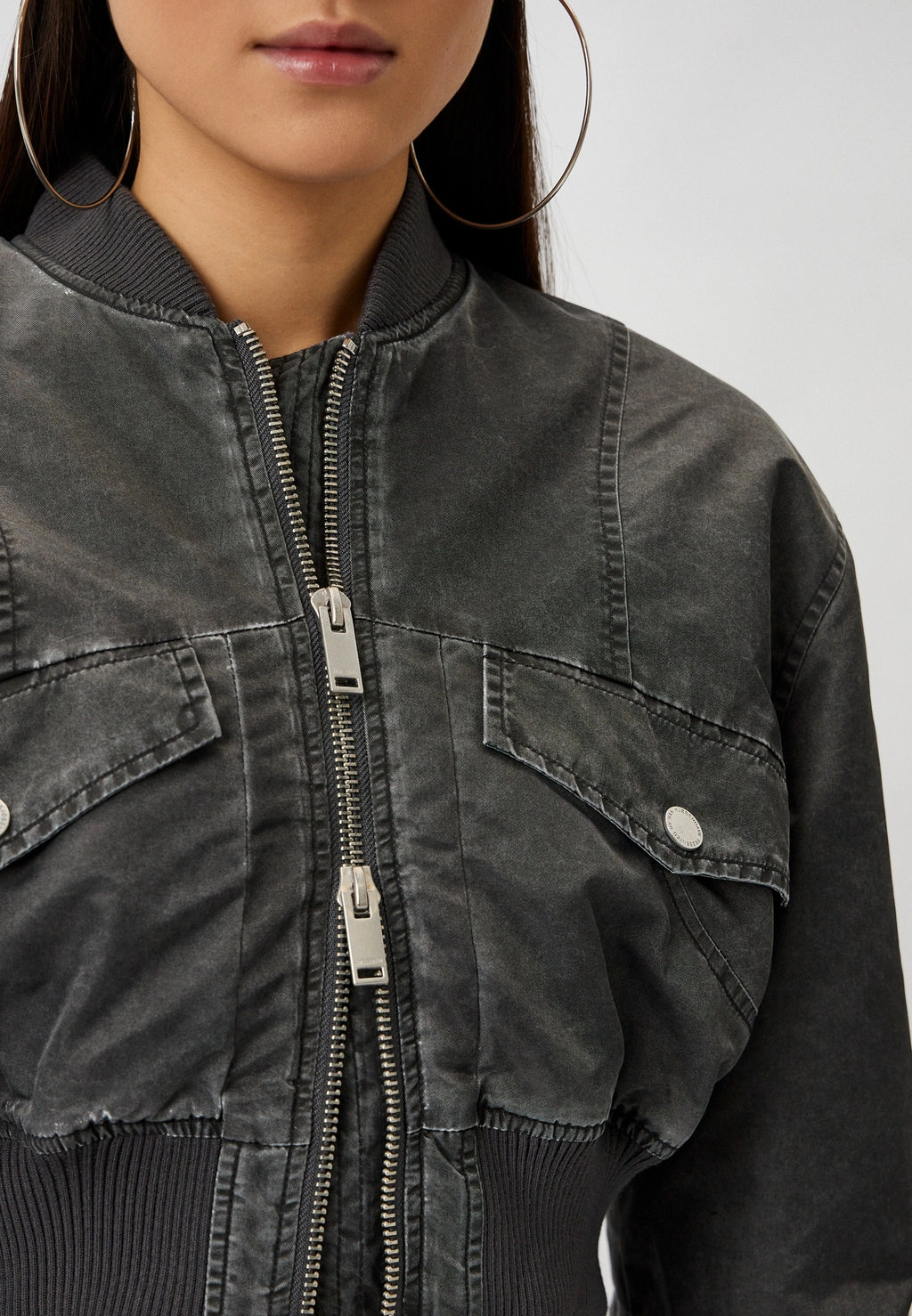 Han Kjøbenhavn Cropped Padded Bomber Jacket – Dark Grey