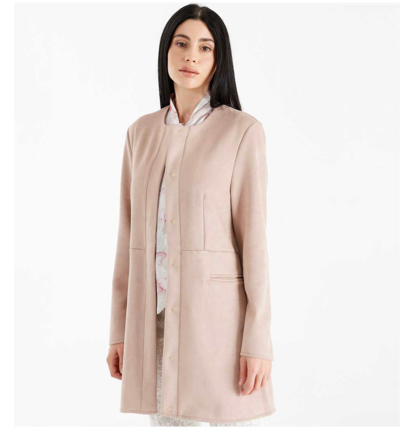 Rinascimento Elegant Long Jacket – Sand Beige